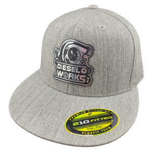 Diesel Works Gray Jean Flat Bill Fitted With Metallic Logo