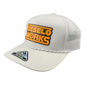 Diesel Works White Curved Bill With Orange Logo