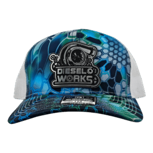 Diesel Works Women's Blue Green Design Hat With Silver Logo
